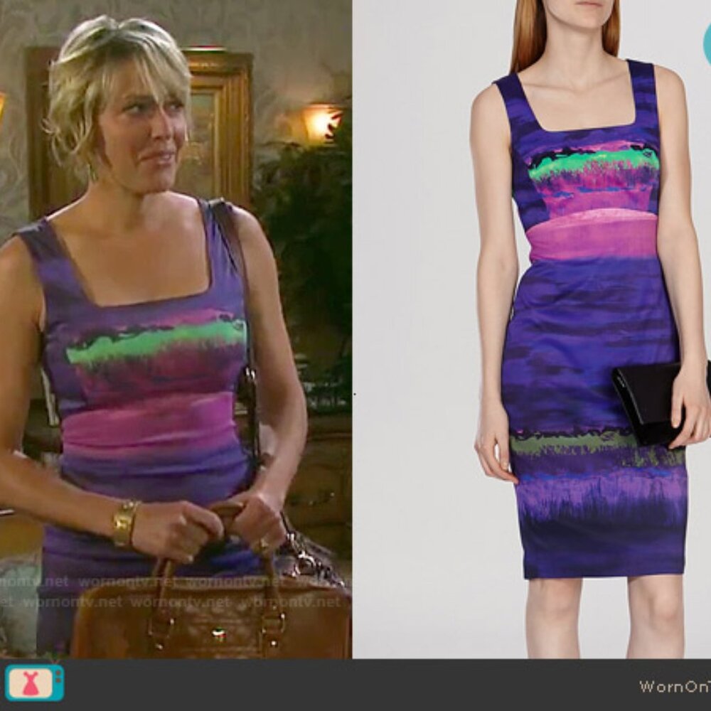 Karen Millen Size 8 Multicolor Painterly Stripe Dress - Picture 8 of 9
